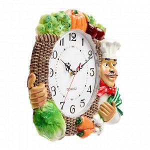 Часы настенные, для кухни «Овощи», плавный ход, d-17 см, 27x34 см