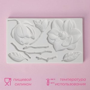 Молд Доляна «Магнолия», силикон, 19x11,3x1,2 см, цвет белый