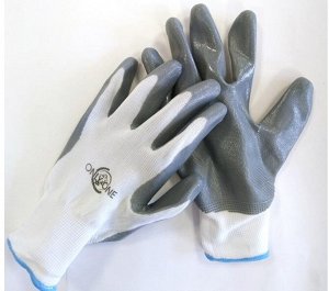 Перчатки полиэстер белые с серым нитриловым покрытием ONLY ONE 13 калибр р-р L WN126