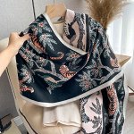Женский палантин, принт &quot;павлины и тигры&quot;, цвет черный