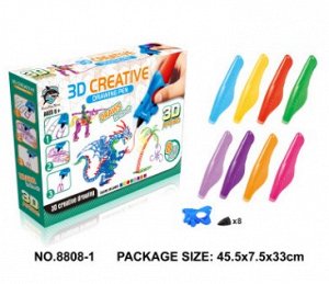 Набор Набор 3D для создания объемных фигур 8808-1, в наборе 8 цветов. Размер: 45.5*7.5*33см, цена за 1 набор