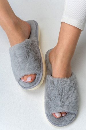 Женские открытые меховые тапочки Happy Fox Home