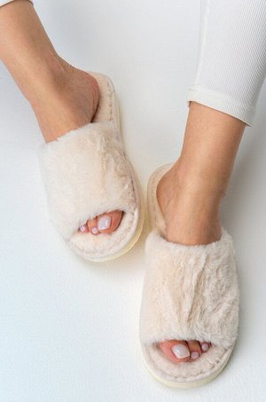 Женские открытые меховые тапочки Happy Fox Home