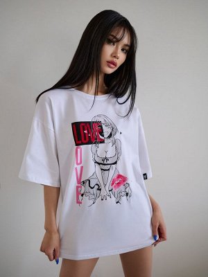Футболка Bona Fashion: OVERSIZE T-shirt Anime "White"