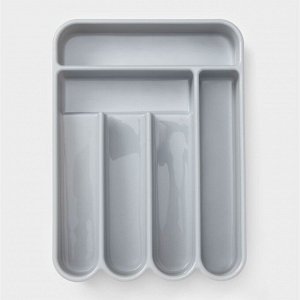 Лоток для столовых приборов, 5 отделений, 35.5x26x5 см, серый