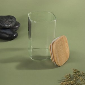 Органайзер для хранения ватных палочек «BAMBOO», с крышкой, 10?6?6 см, в картонной коробке, прозрачный/коричневый