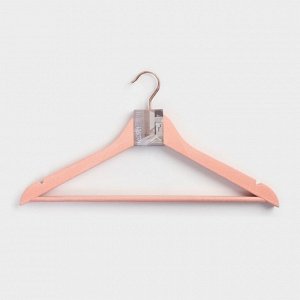 Плечики - вешалки для одежды LaDо́m Rose Gold, 44.5x1.2x23 см, 2 шт., с перекладиной, покрытие вельвет, широкие плечики, розовые