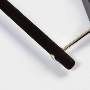 Плечики - вешалка для костюмов LaDо́m Brown Gold, 42.5x4x19 см, перекладина вельвет, широкие плечики, дерево бук