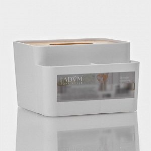 Салфетница - органайзер LaDо́m «Натурэль», 15,5x15,5x10 см, цвет белый