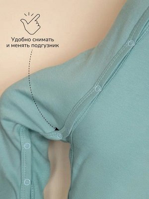 Комплект комбинезонов (слипов) детских с шапочкой Amarobaby Nature, мятный/цветы,