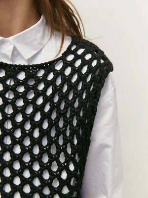 Жилет вязаный сетка детский Amarobaby MESH, цвет черный