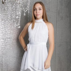 /, / Платье нарядное для девочки дт0275 с ассиметричной двойной юбкой
