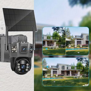 Уличная IP Камера на солнечной батарее, 2 объектива, WiFi и сим-карта, Solar Two Screens Camera 4G