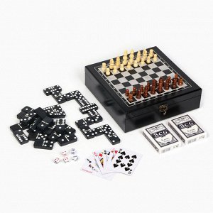 Подарочный набор игр «4 в 1», шахматы, домино, карты, деревянная подарочная версия
