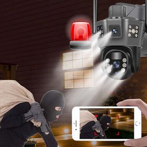 Уличная IP Камера на солнечной батарее, 2 объектива, WiFi и сим-карта, Solar Two Screens Camera 4G