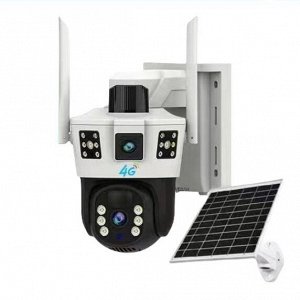 Уличная IP Камера на солнечной батарее, 2 объектива, WiFi и сим-карта, Solar Two Screens Camera 4G