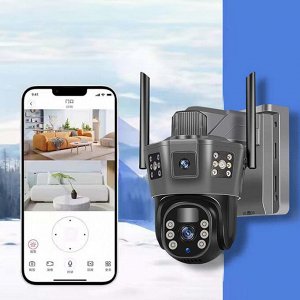 Уличная IP Камера на солнечной батарее, 2 объектива, WiFi и сим-карта, Solar Two Screens Camera 4G