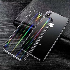 Чехол прозрачный стекло + силикон перелив на телефон iphone