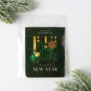 Ароматизатор для дома на вешалке новогодний Happy new year, аромат хвойный лес, 8 х 15,5 см
