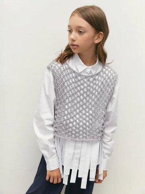 Жилет вязаный сетка детский Amarobaby MESH, цвет серый