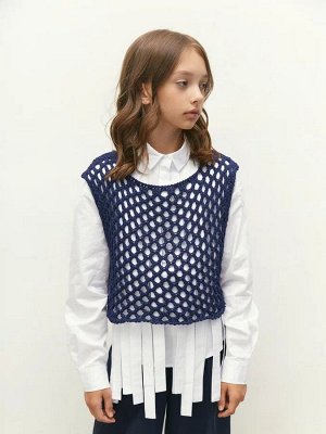 Жилет вязаный сетка детский Amarobaby MESH, цвет синий