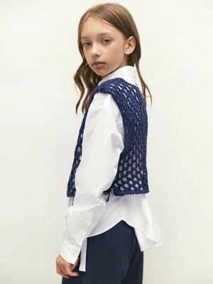 Жилет вязаный сетка детский Amarobaby MESH, цвет синий