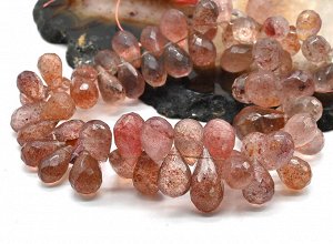 Бусины из клубничного кварца облепиха на увеличение, 20см, 63 бусины, 40г