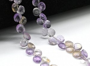 Бусины из аметрина облепиха т.капля 7мм, 19см, 42 бусины, 10г