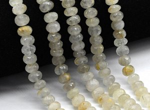 Бусины из рутилового кварца (волосатик золотой) рондель гр.8мм, 19,5см, 36 бусин, 20г