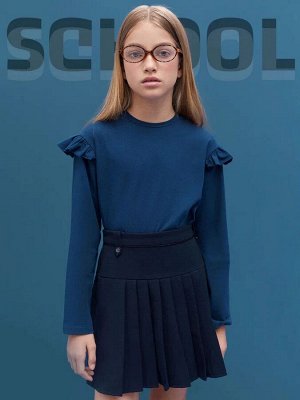 Лонгслив детский с рюшами на рукавах Amarobaby Ruffle, цвет синий