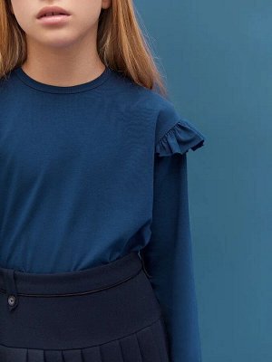 Лонгслив детский с рюшами на рукавах Amarobaby Ruffle, цвет синий