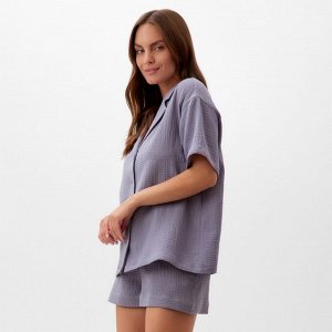 Пижама женская (рубашка, шорты) KAFTAN Basic размер, серая