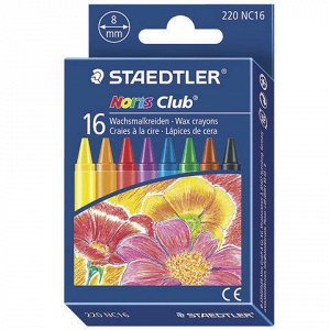 Восковые мелки STAEDTLER (Германия) "Noris Club", 16 цветов, картонная упаковка, европодвес, 220 NC16