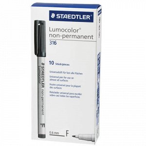 Маркер влагостираемый универсальный для любых поверхностей STAEDTLER "Lumocolor", 0,6мм,черный,316-9
