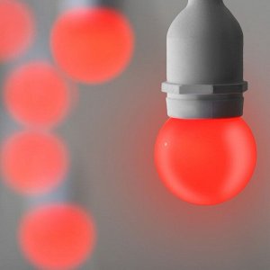 Лампа светодиодная Luazon Lighting, G45, Е27, 1.5 Вт, для белт-лайта, набор 20 штук, свечение красное