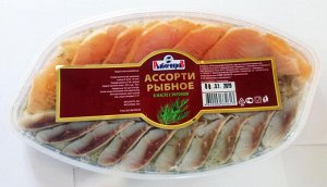 Ассорти рыбное в масле с укропом (Кета,сельдь). 180 гр