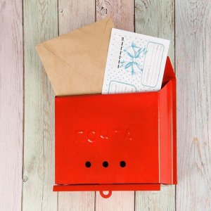 Ящик почтовый «Письмо», горизонтальный, без замка (с петлёй), красный