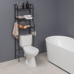 Стеллаж над унитазом, 47x25x152 см, чёрный