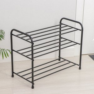 Подставка для обуви, 3 яруса, 65х32х48,5 см, чёрная