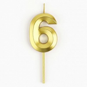 Свеча цифра для торта «6», золото, 2,3 х 8 см