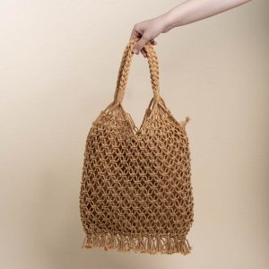 Сумка женская SL Home, ручное плетение, хлопок, длина ручек 15 см, 40x32 см