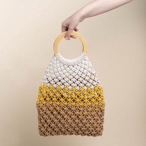 Сумка женская SL Home, ручное плетение, хлопок, кольцо 14.5 см, 30x45 см