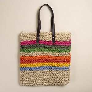 Сумка женская SL Home, ручное плетение, хлопок, длина ручек 28 см, 41x40 см