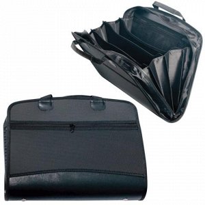 Портфель-сумка пласт. BRAUBERG А4+, 375*305*60 мм, на молн, бизнес-класс, 4 отд, 2 карм, черн,225169