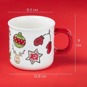 Новогодняя кружка Доляна Sweet Treats, 360 мл, 12.8x9.5x9 см, керамика, белая