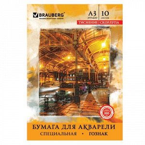 Папка для акварели А3 297*420мм, 10л. BRAUBERG вн.блок бумаг