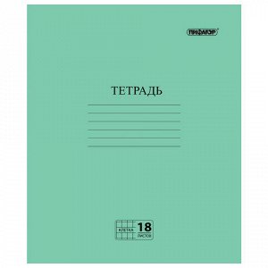 Тетрадь Зелёная обложка 18л. ПИФАГОР, офсет №2, клетка с пол