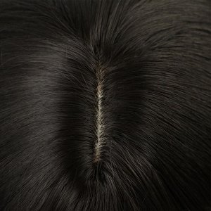 Парик искусственный, с чёлкой, имитация кожи, 60 см, 240 г, чёрный