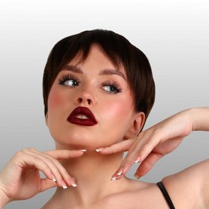 Парик искусственный, с чёлкой, каре, имитация кожи, 16 см, 160 г, каштановый