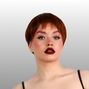 Парик искусственный, с чёлкой, каре, имитация кожи, 16 см, 160 г, рыжий